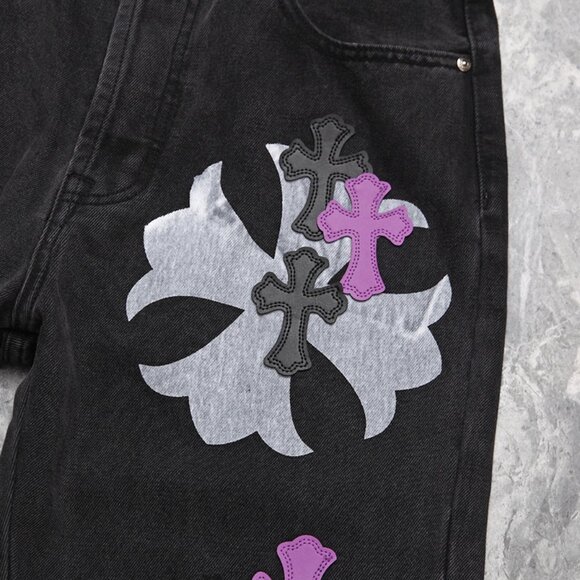 Chrome Heart Leather Patch Jeans - Picture 9 of 11